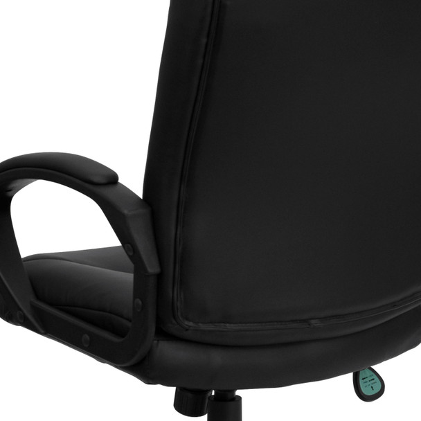 Chelsea Mid-Back Black LeatherSoft Executive Swivel Office Chair with Three Line Horizontal Stitch Back and Arms