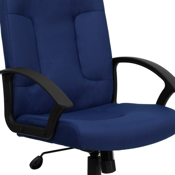 Garver Mid-Back Navy Fabric Executive Swivel Office Chair with Nylon Arms