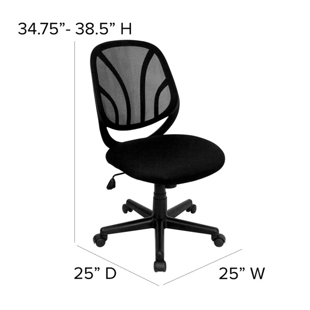 Y-GO Office Chair Mid-Back Black Mesh Swivel Task Office Chair