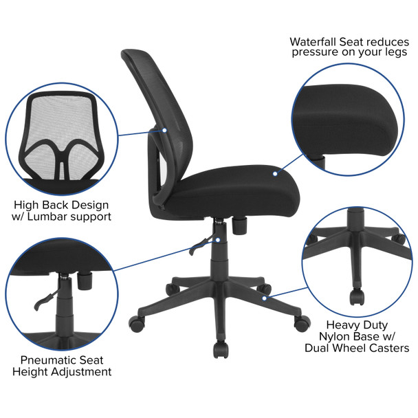 Salerno Series High Back Black Mesh Office Chair