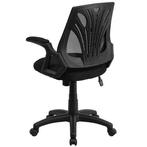 Sam Mid-Back Designer Black Mesh Swivel Task Office Chair with Open Arms