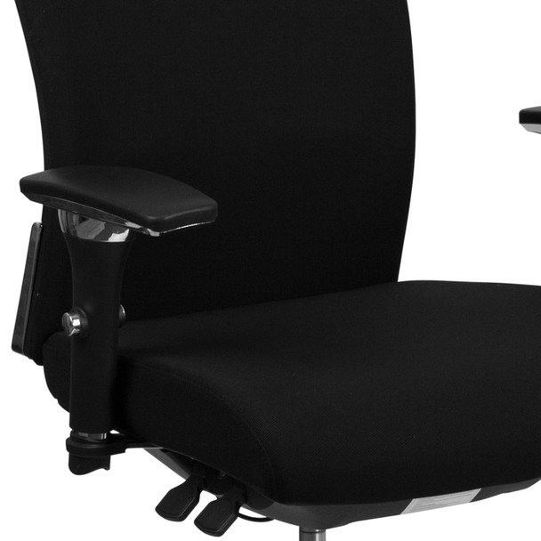HERCULES Series 24/7 Intensive Use 300 lb. Rated Black Fabric Multifunction Ergonomic Office Chair with Seat Slider