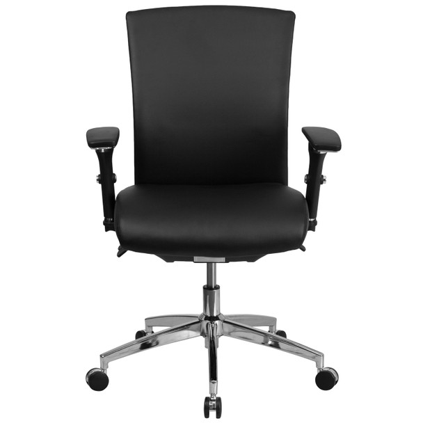 HERCULES Series 24/7 Intensive Use 300 lb. Rated Black LeatherSoft Multifunction Ergonomic Office Chair with Seat Slider