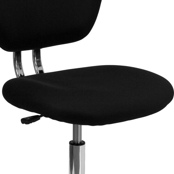 Beverly Mid-Back Black Mesh Padded Swivel Task Office Chair with Chrome Base