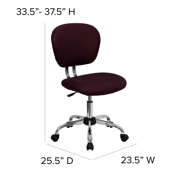 Beverly Mid-Back Burgundy Mesh Padded Swivel Task Office Chair with Chrome Base