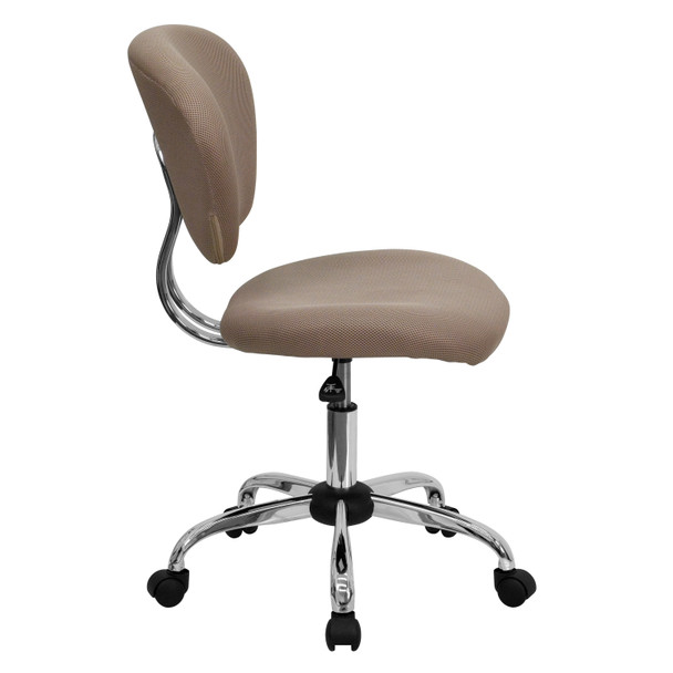 Beverly Mid-Back Coffee Brown Mesh Padded Swivel Task Office Chair with Chrome Base