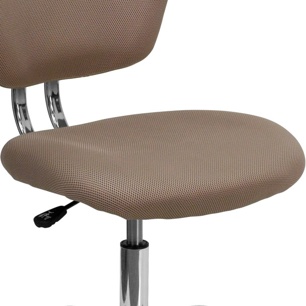 Beverly Mid-Back Coffee Brown Mesh Padded Swivel Task Office Chair with Chrome Base