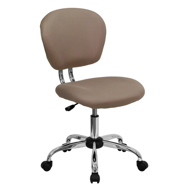 Beverly Mid-Back Coffee Brown Mesh Padded Swivel Task Office Chair with Chrome Base