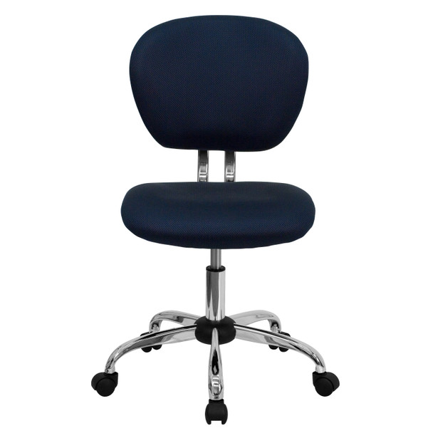 Beverly Mid-Back Navy Mesh Padded Swivel Task Office Chair with Chrome Base