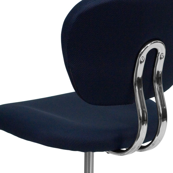 Beverly Mid-Back Navy Mesh Padded Swivel Task Office Chair with Chrome Base