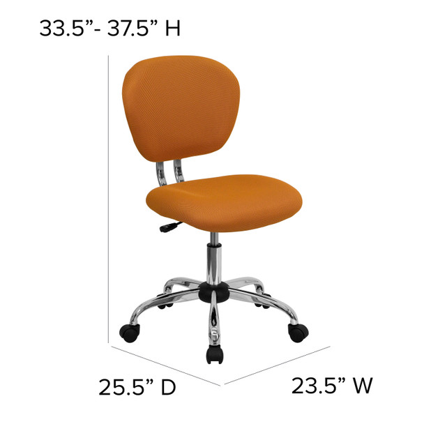 Beverly Mid-Back Orange Mesh Padded Swivel Task Office Chair with Chrome Base