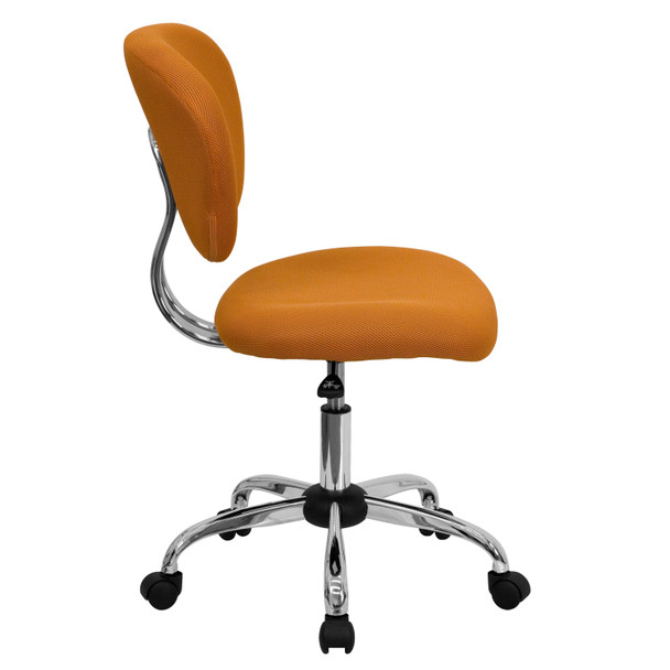 Beverly Mid-Back Orange Mesh Padded Swivel Task Office Chair with Chrome Base