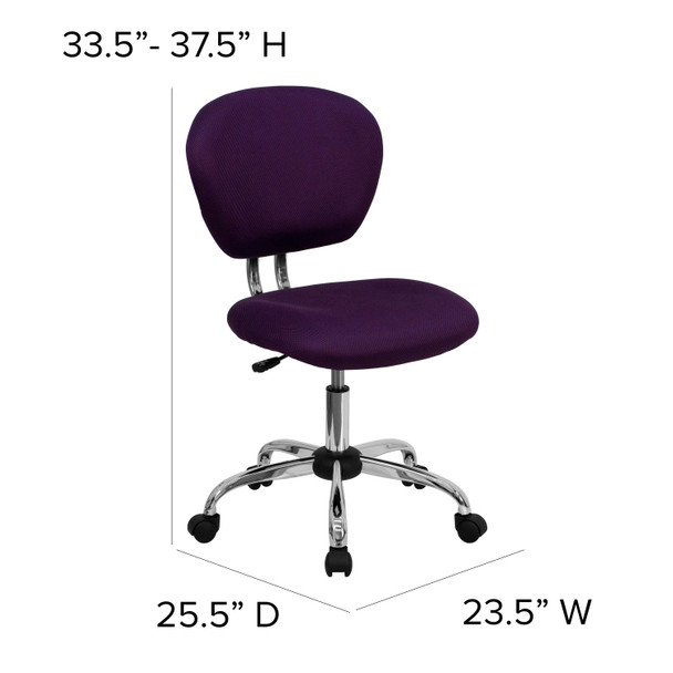 Beverly Mid-Back Purple Mesh Padded Swivel Task Office Chair with Chrome Base