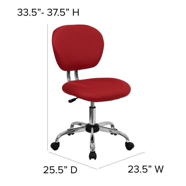 Beverly Mid-Back Red Mesh Padded Swivel Task Office Chair with Chrome Base