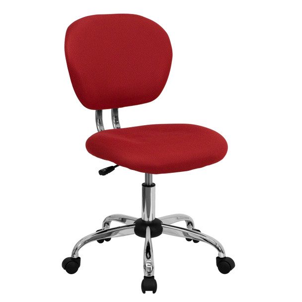 Beverly Mid-Back Red Mesh Padded Swivel Task Office Chair with Chrome Base