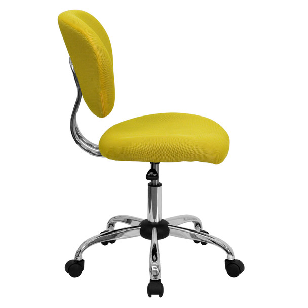 Beverly Mid-Back Yellow Mesh Padded Swivel Task Office Chair with Chrome Base