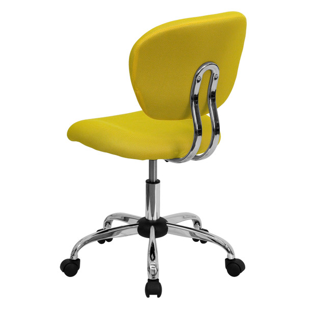 Beverly Mid-Back Yellow Mesh Padded Swivel Task Office Chair with Chrome Base