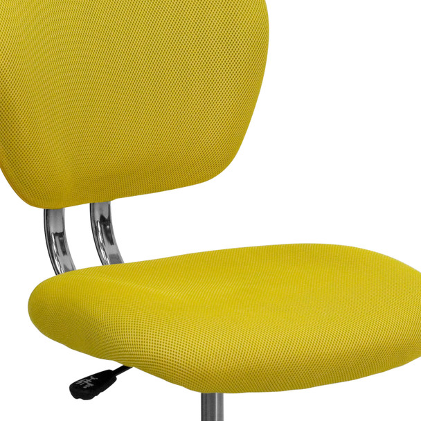 Beverly Mid-Back Yellow Mesh Padded Swivel Task Office Chair with Chrome Base