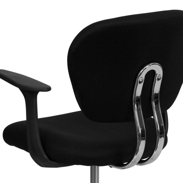 Beverly Mid-Back Black Mesh Padded Swivel Task Office Chair with Chrome Base and Arms