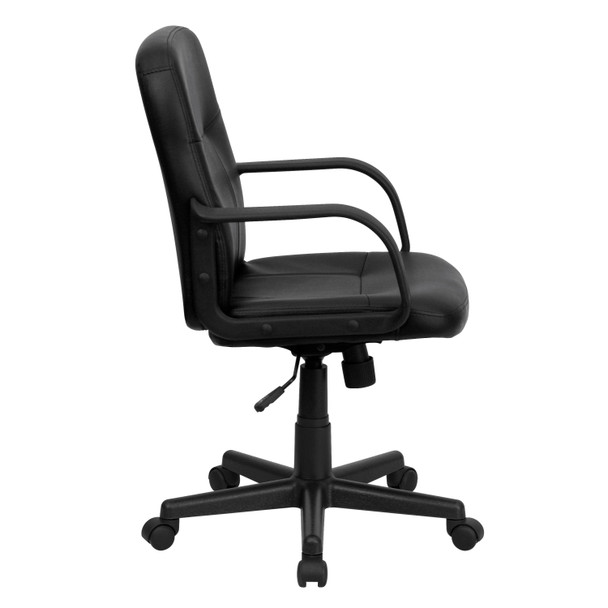 Paulson Mid-Back Black Glove Vinyl Executive Swivel Office Chair with Arms