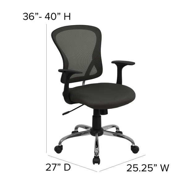 Alfred Mid-Back Dark Gray Mesh Swivel Task Office Chair with Chrome Base and Arms