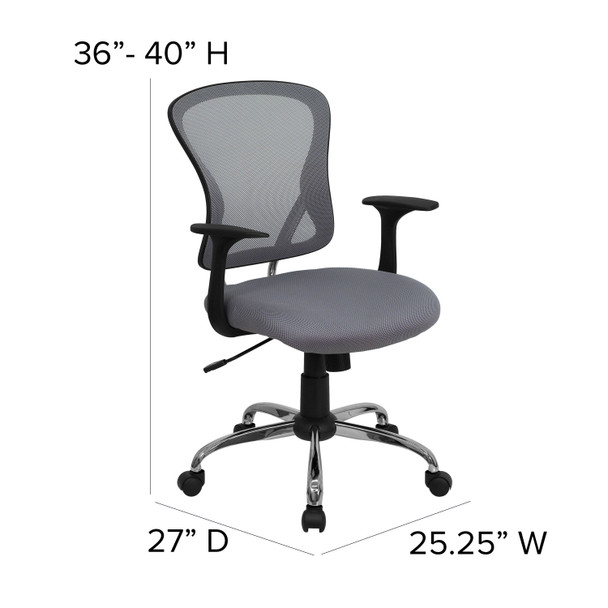 Alfred Mid-Back Gray Mesh Swivel Task Office Chair with Chrome Base and Arms