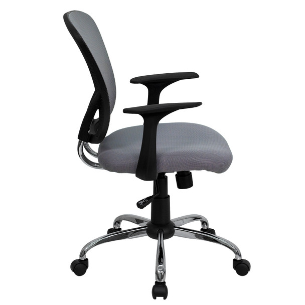 Alfred Mid-Back Gray Mesh Swivel Task Office Chair with Chrome Base and Arms