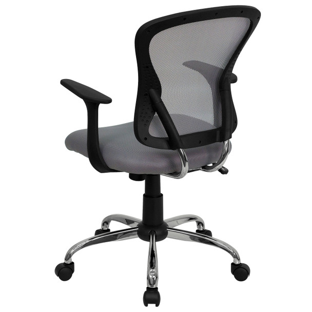 Alfred Mid-Back Gray Mesh Swivel Task Office Chair with Chrome Base and Arms