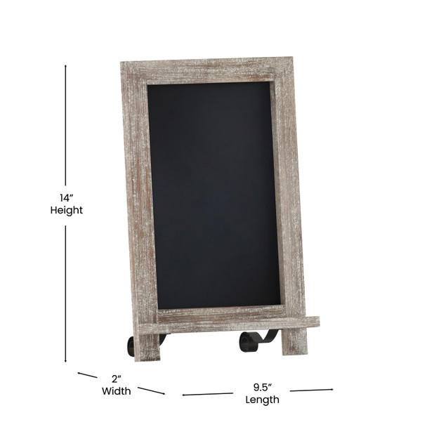 Canterbury 9.5" x 14" Weathered Tabletop Magnetic Chalkboard Sign with Metal Scrolled Legs, Hanging Wall Chalkboard, Countertop Memo Board