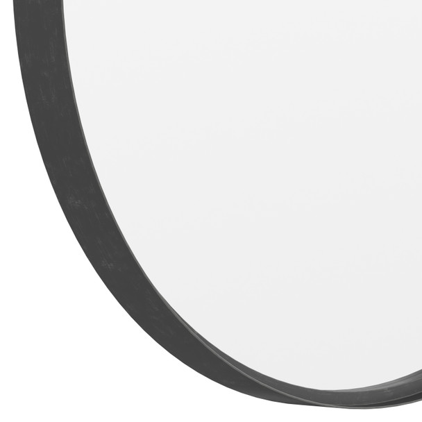 Jennifer 27.5" Round Black Metal Framed Wall Mirror - Large Accent Mirror for Bathroom, Vanity, Entryway, Dining Room, & Living Room