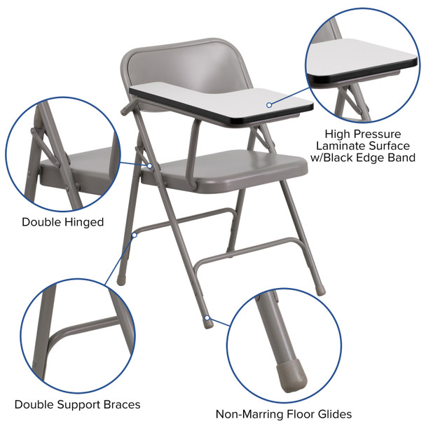 Ralph Premium Steel Folding Chair with Right Handed Tablet Arm