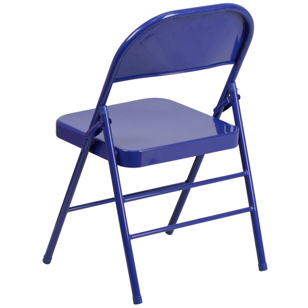 HERCULES COLORBURST Series Cobalt Blue Triple Braced & Double Hinged Metal Folding Chair