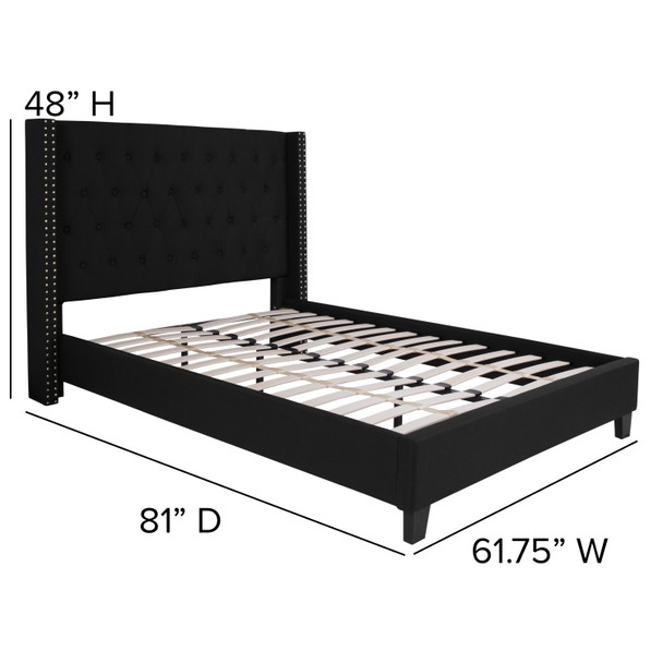 Riverdale Full Size Tufted Upholstered Platform Bed in Black Fabric