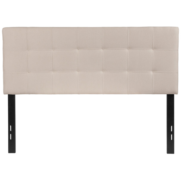 Bedford Tufted Upholstered Full Size Headboard in Beige Fabric