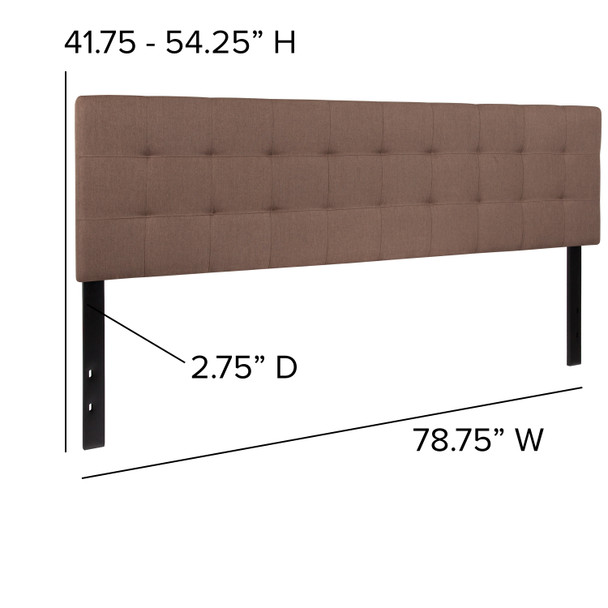 Bedford Tufted Upholstered King Size Headboard in Camel Fabric