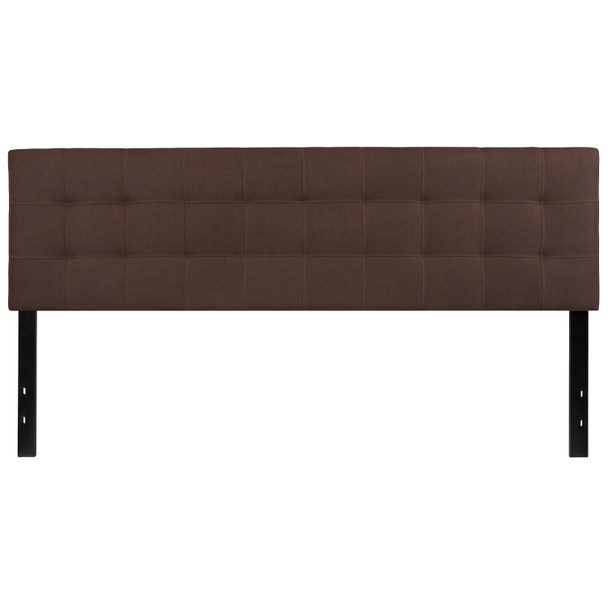 Bedford Tufted Upholstered King Size Headboard in Dark Brown Fabric