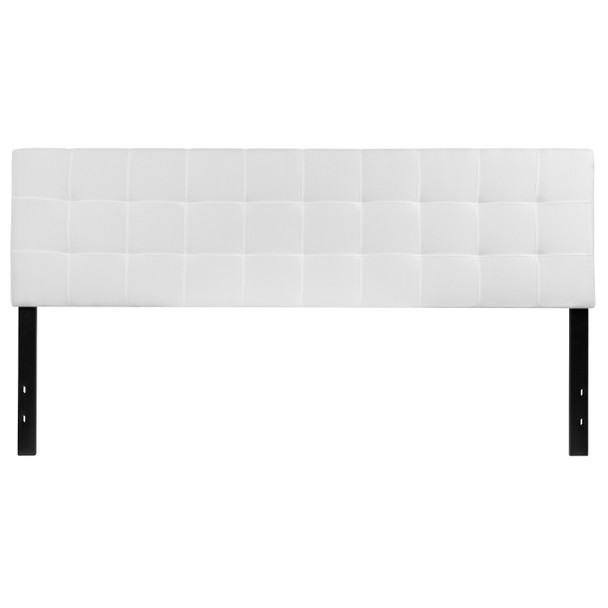 Bedford Tufted Upholstered King Size Headboard in White Fabric