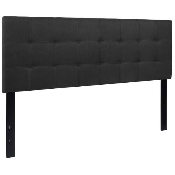 Bedford Tufted Upholstered Queen Size Headboard in Black Fabric