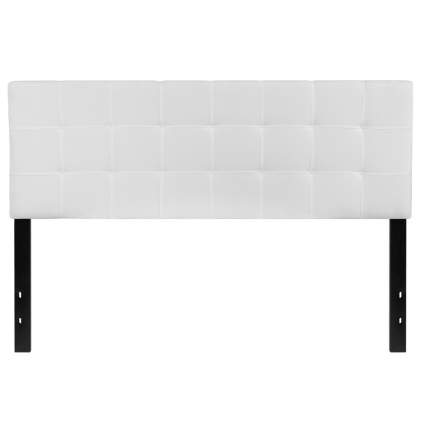 Bedford Tufted Upholstered Queen Size Headboard in White Fabric
