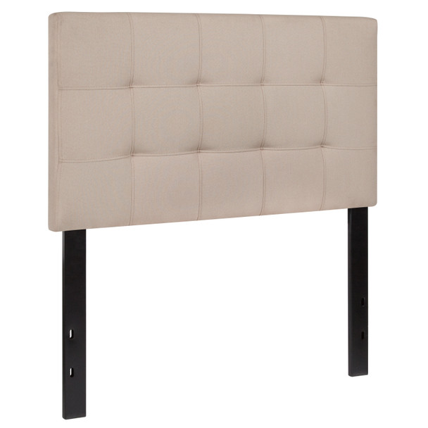 Bedford Tufted Upholstered Twin Size Headboard in Beige Fabric
