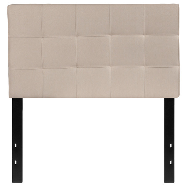 Bedford Tufted Upholstered Twin Size Headboard in Beige Fabric