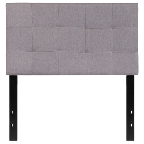 Bedford Tufted Upholstered Twin Size Headboard in Light Gray Fabric