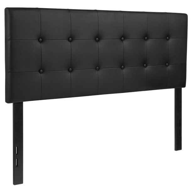 Lennox Tufted Upholstered Full Size Headboard in Black Vinyl