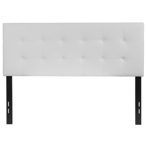 Lennox Tufted Upholstered Full Size Headboard in White Vinyl