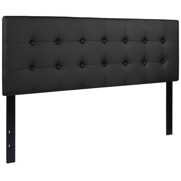 Lennox Tufted Upholstered Queen Size Headboard in Black Vinyl