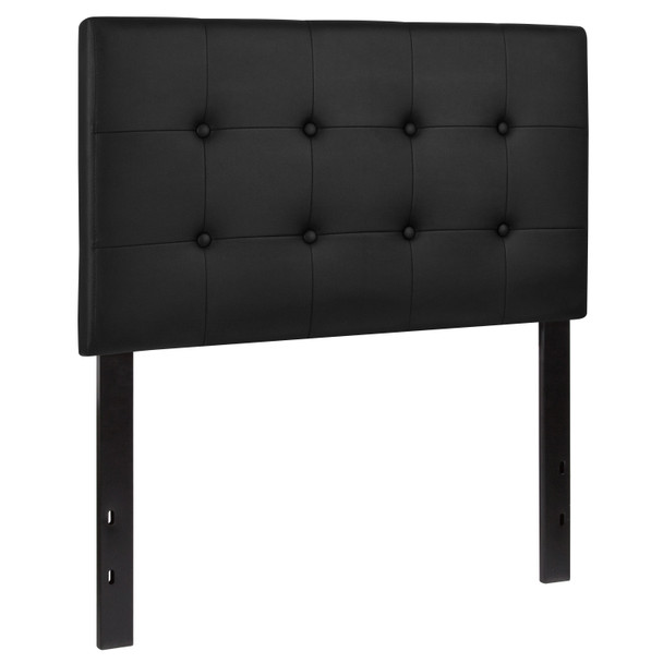 Lennox Tufted Upholstered Twin Size Headboard in Black Vinyl