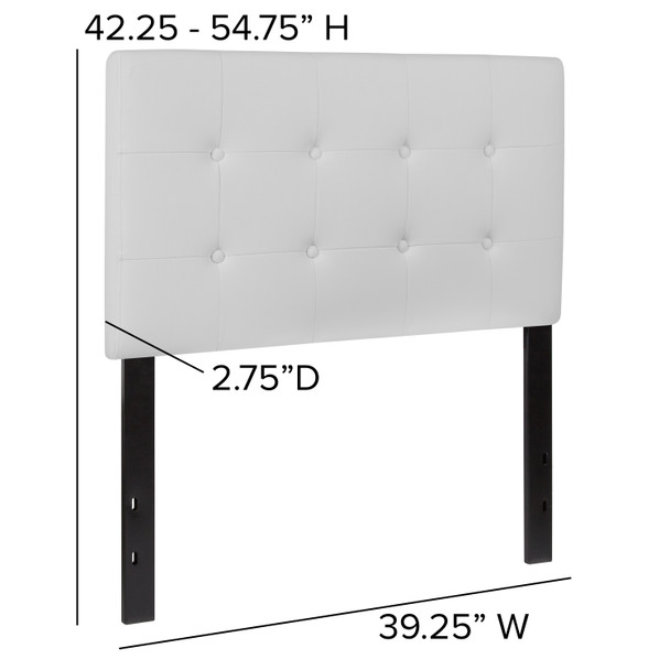 Lennox Tufted Upholstered Twin Size Headboard in White Vinyl