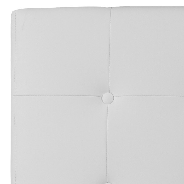 Lennox Tufted Upholstered Twin Size Headboard in White Vinyl