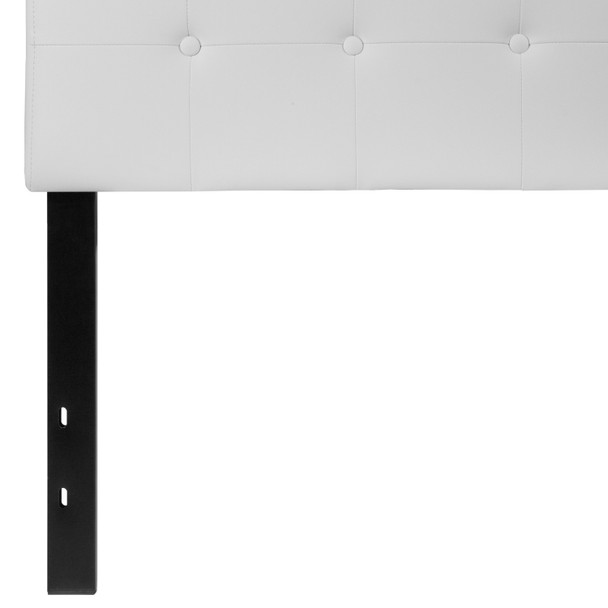 Lennox Tufted Upholstered Twin Size Headboard in White Vinyl