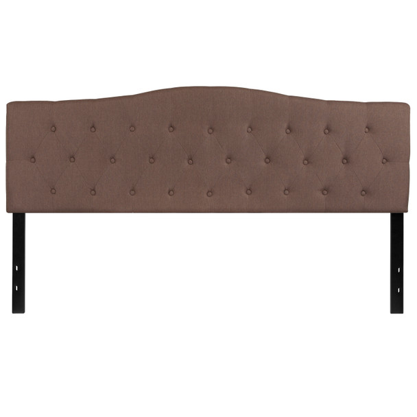 Cambridge Tufted Upholstered King Size Headboard in Camel Fabric